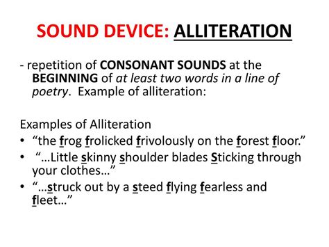 sound devices in poetry definition and the role of alliteration in creating rhythm and emphasis